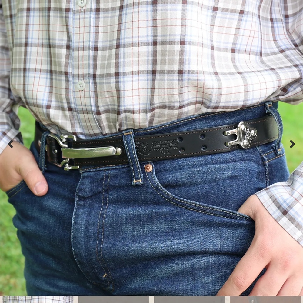 Colonel Littleton No. 15 Black Leather Cinch Belt made of Italian Bridle Leather